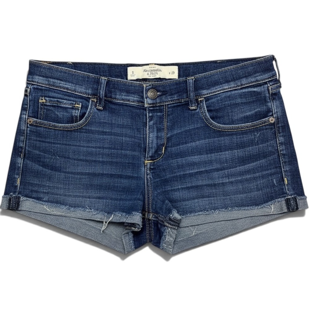 Abercrombie & Fitch Womens 8 W29 Dark Wash Denim Shorts Y2K Frayed Raw Hem